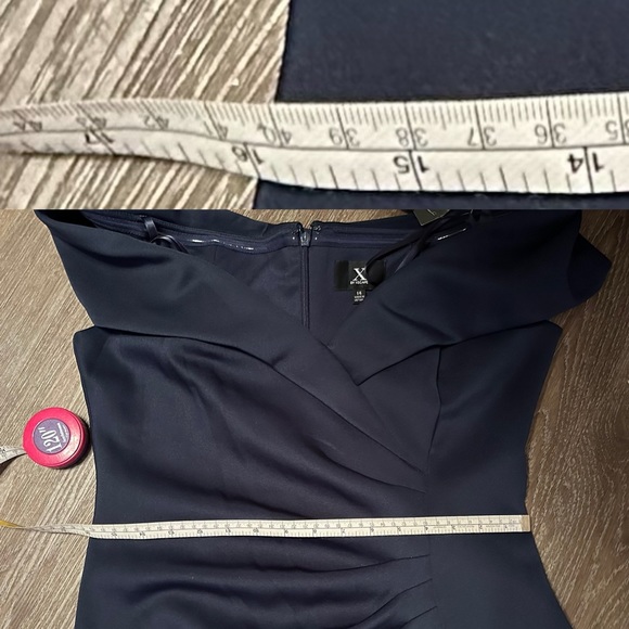 X. By XSCAPE
Off-The-Shoulder
Ruched Gown navy Blue size 4 or 14 - Picture 12 of 14